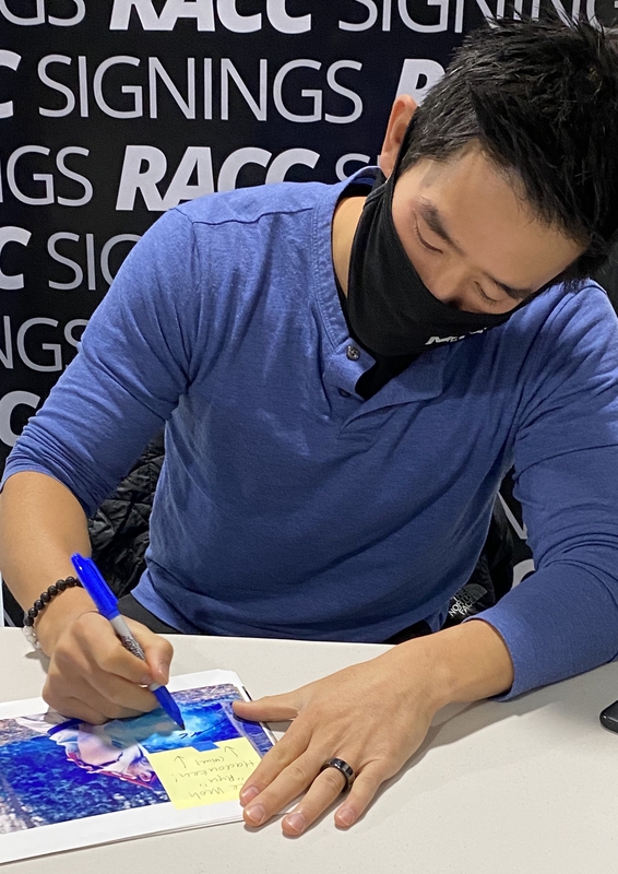 Mike Moh Signing Autograph for RACC Autograph Collector Framing History