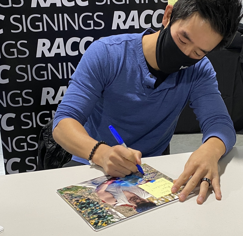 Mike Moh Signing Autograph for RACC Autograph Collector Framing History