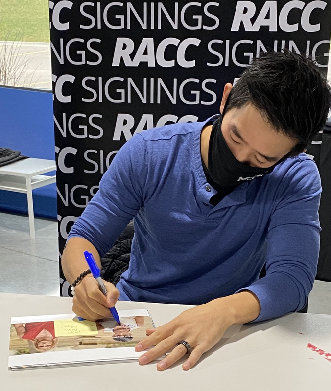 Mike Moh Signing Autograph for RACC Autograph Collector Framing History