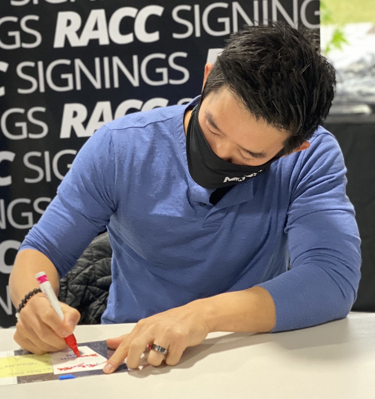 Mike Moh Signing Autograph for RACC Autograph Collector Framing History