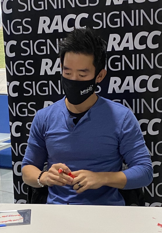 Mike Moh Signing Autograph for RACC Autograph Collector Framing History