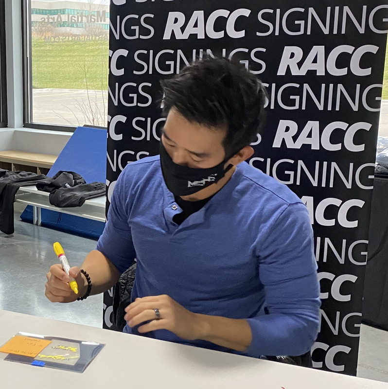 Mike Moh Signing Autograph for RACC Autograph Collector Framing History