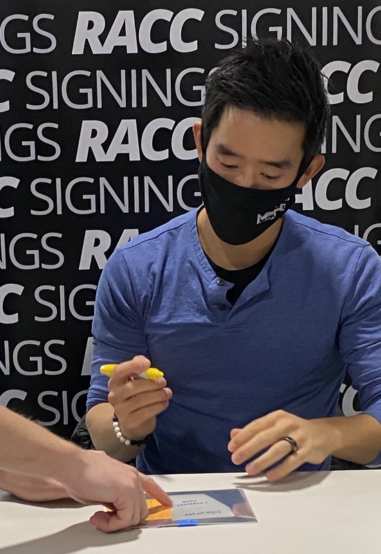 Mike Moh Signing Autograph for RACC Autograph Collector Framing History