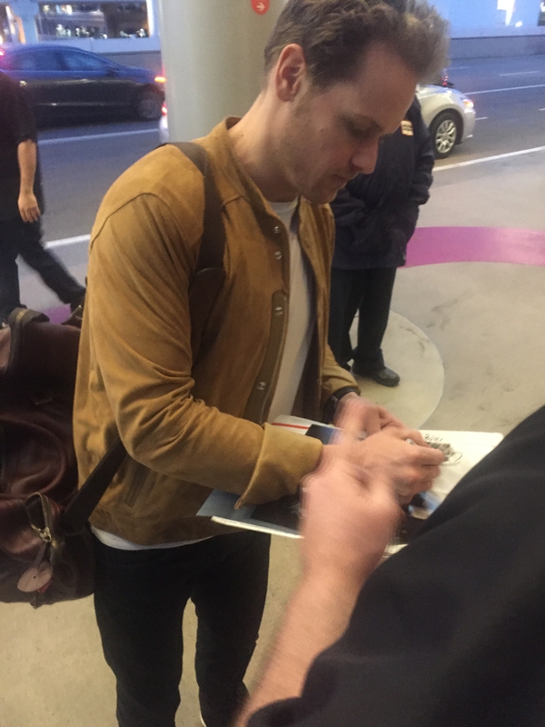 Sam Heughan Signing Autograph for RACC Autograph Collector Mike Schreiber