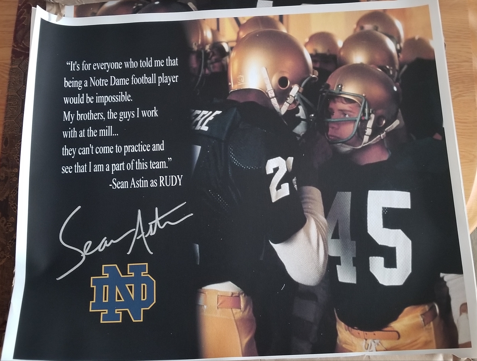 Sean Astin Autographed Custom "Rudy" Quote 16x20 Canvas A