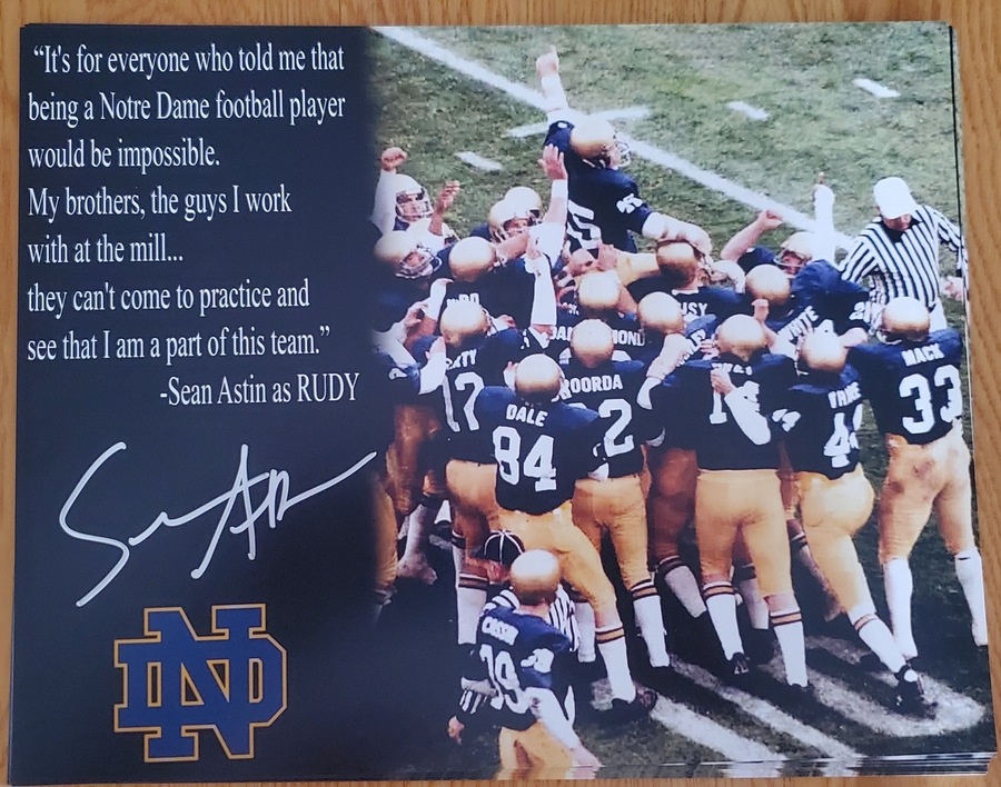 Sean Astin Autographed Custom "Rudy" Quote 11x14 Photo A