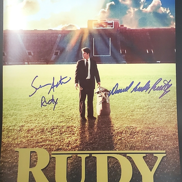 Sean Astin & Rudy Ruettiger Dual Autographed "Rudy" 12x18 Mini Poster