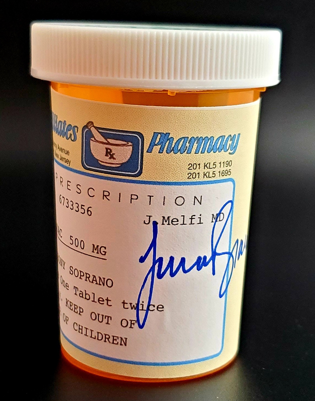 Lorraine Bracco Autographed Sopranos Replica Prop Pill Bottle