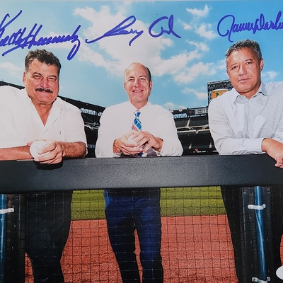 New York Mets Announcer Triple Autographed 8x10 Photo