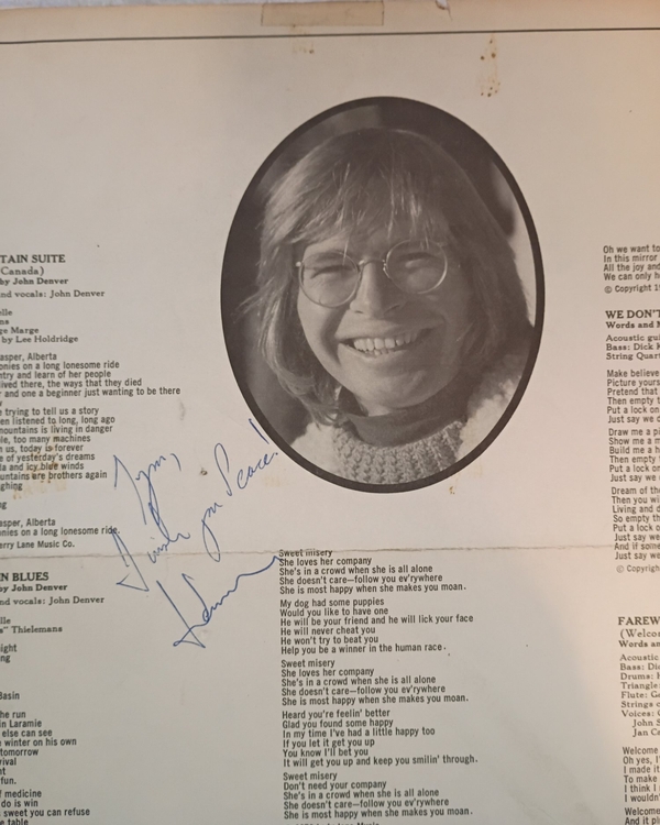 John Denver signed album flat