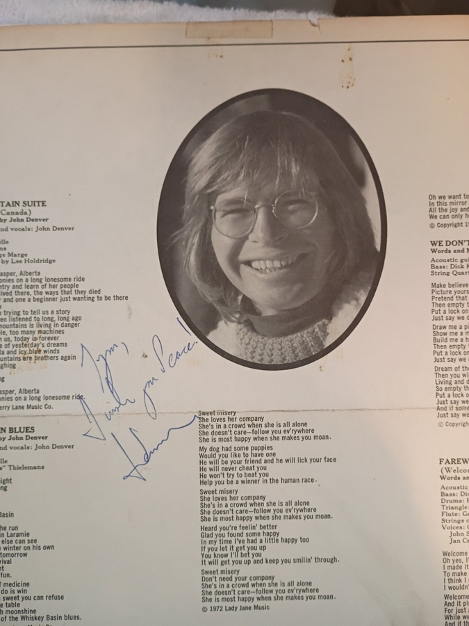 John Denver signed album flat