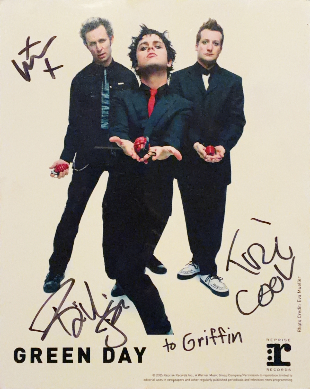 Green Day signed promotional photo