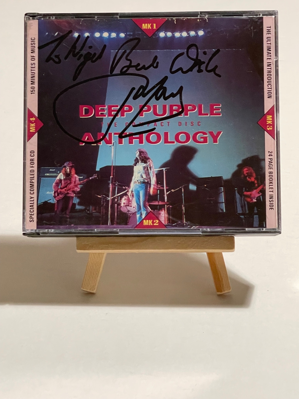 Deep Purple - Anthology CD. Personalised to Nigel, signed by Jon Lord and Glenn Hughes
