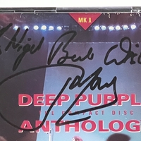 Deep Purple - Anthology CD. Personalised to Nigel, signed by Jon Lord and Glenn Hughes