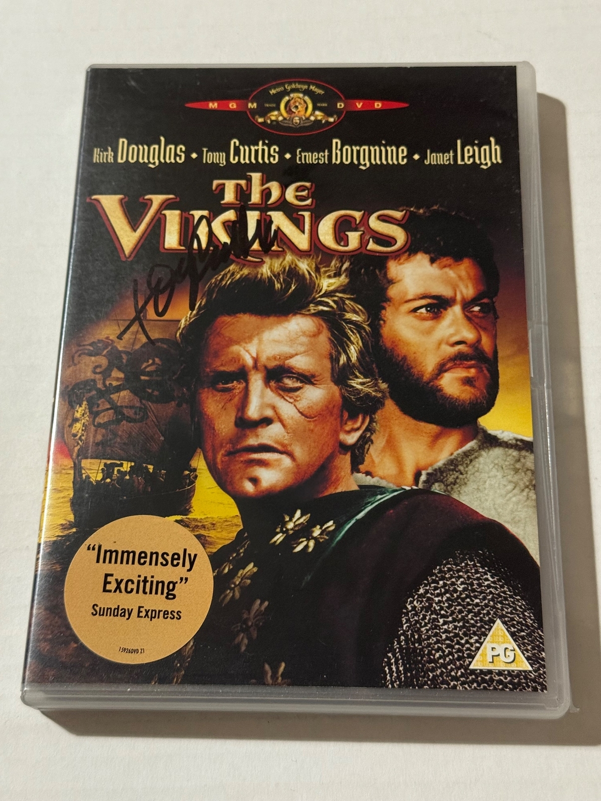 The Vikings DVD, signed by Tony Curtis