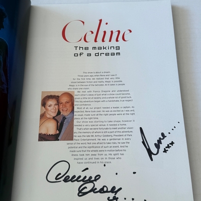 Celine Dion - A New Day signed Programme. Signed by Celine Dion and Rene Angelil.