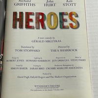Heroes Theatre Programme signed by Ken Stott, John Hurt and Richard Griffiths