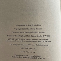 Anthony Bourdain - Kitchen Confidential hardback book. Signed by Anthony Bourdain