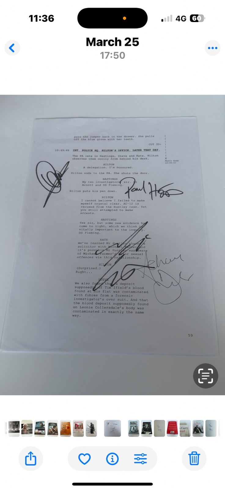 Line of Duty Script page signed by Paul Higgins, Adrian Dunbar, Vicky McClure and Martin Compston