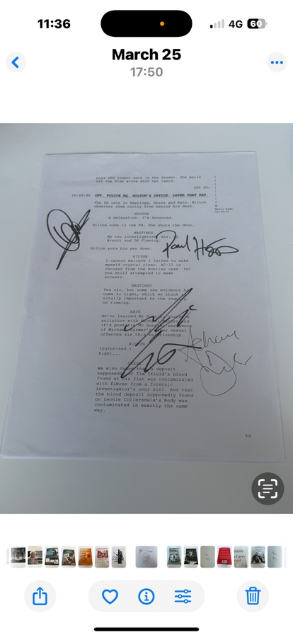 Line of Duty Script page signed by Paul Higgins, Adrian Dunbar, Vicky McClure and Martin Compston