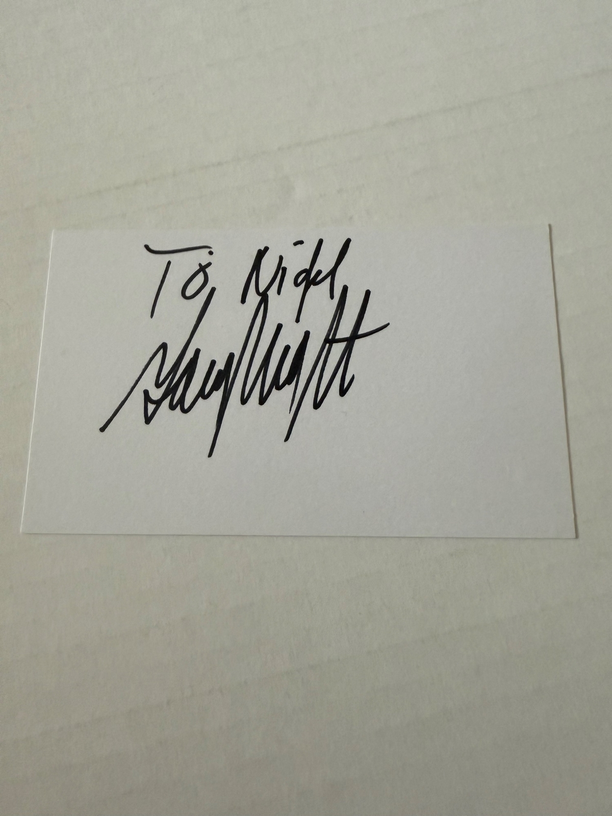 Gary Wright signed piece of paper