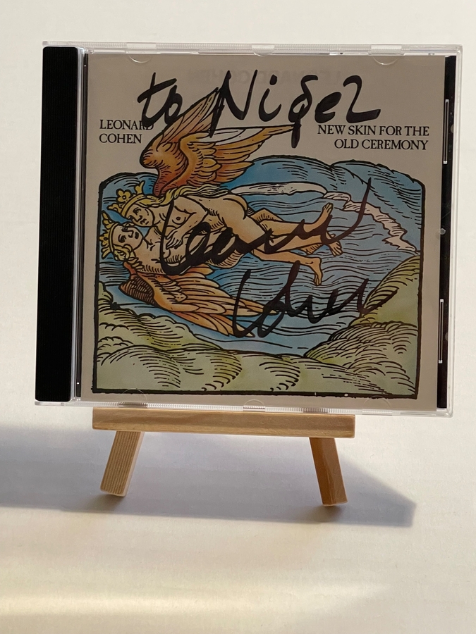 Leonard Cohen - New Skin for the old ceremony CD. Personalised to Nigel, signed by Leonard Cohen