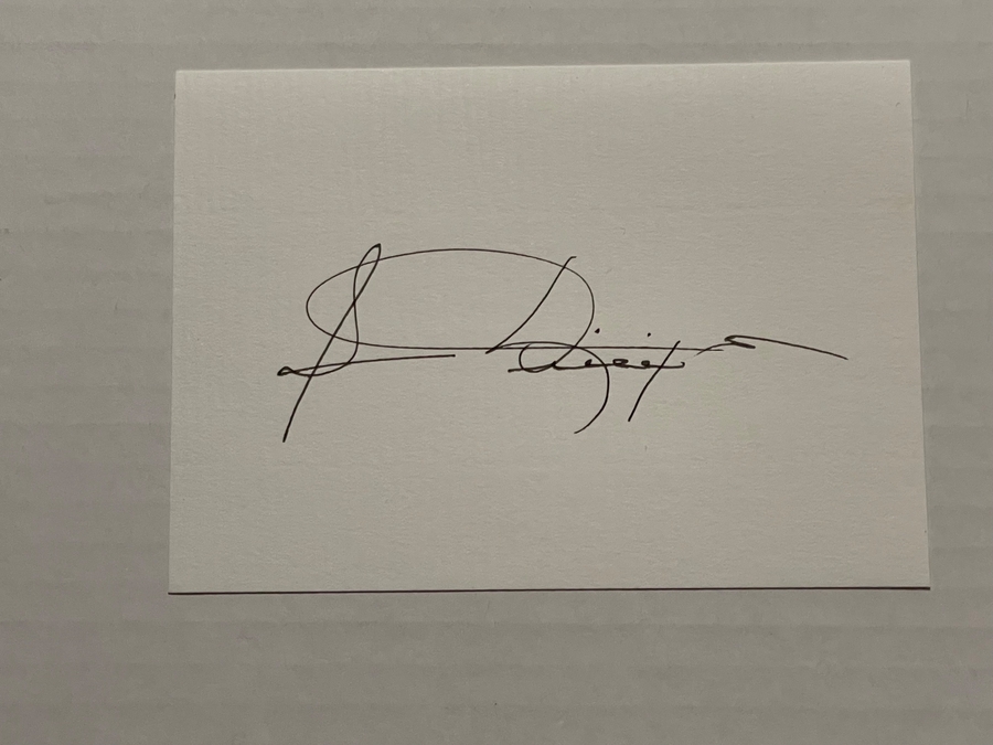 Card signed by Sam Phillips founder of Sun Records