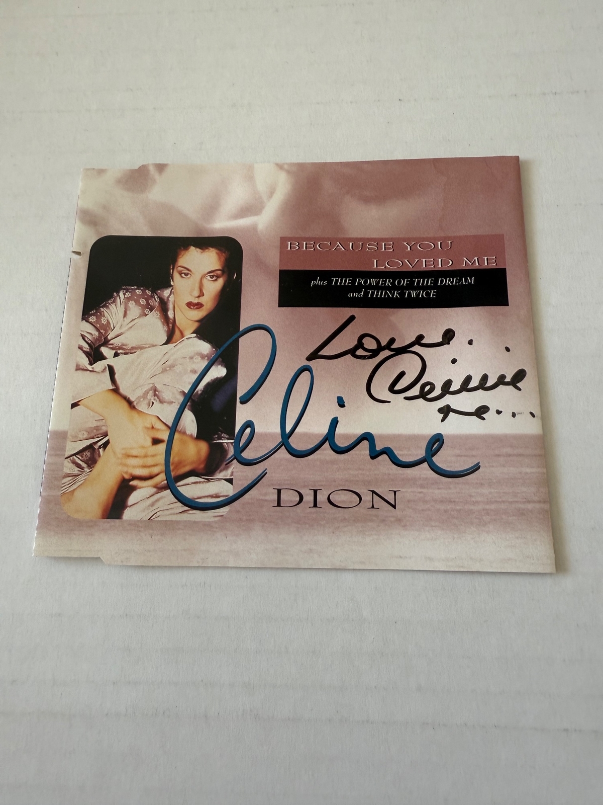 Celine Dion- Because You Loved Me. Signed CD