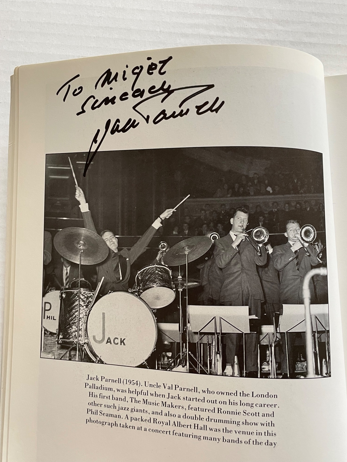 A Record of Pop book signed by Jack Parnell (dedicated to Nigel), Lita Roza, Don Lusher (dedicated to Nigel), Max Bygraves, Frankie Vaughan, Anthony Newley, The Everley Brothers, Alan Freeman?, Jim Da