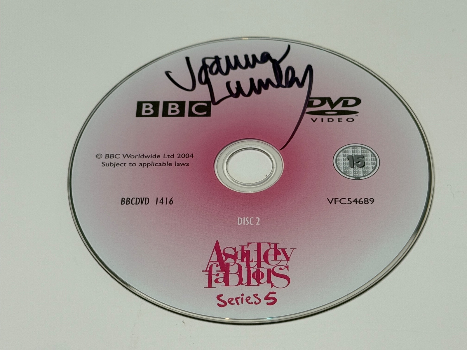 Joanna Lumley - Absolutely Fabulous series 5 DVD disc. Signed by Joanna Lumley. DVD sleeve only