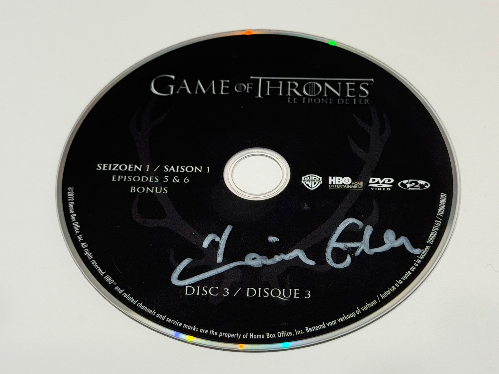 Game of Thrones- Season 1 - episodes 5&6. French DVD disc. Signed by Iain Glen. DVD Disc only