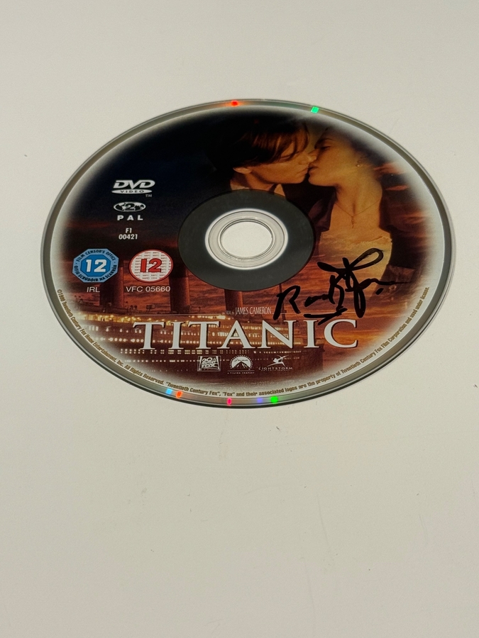 Titanic DVD disc signed by Rocky Taylor stuntman. DVD disc only