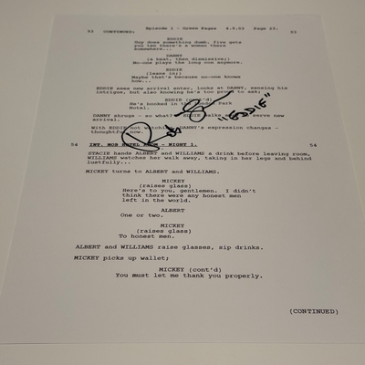 Rob Jarvis “Eddie” signed Hustle script page