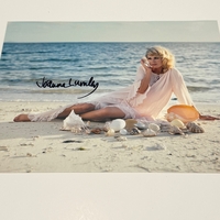 Joanna Lumley - signed beach photo