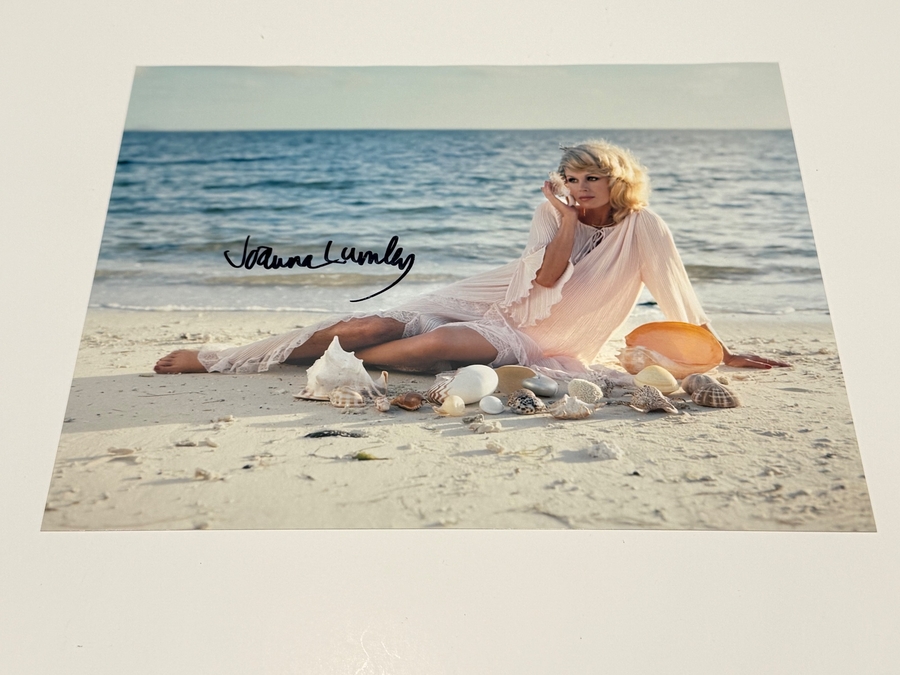Joanna Lumley - signed beach photo