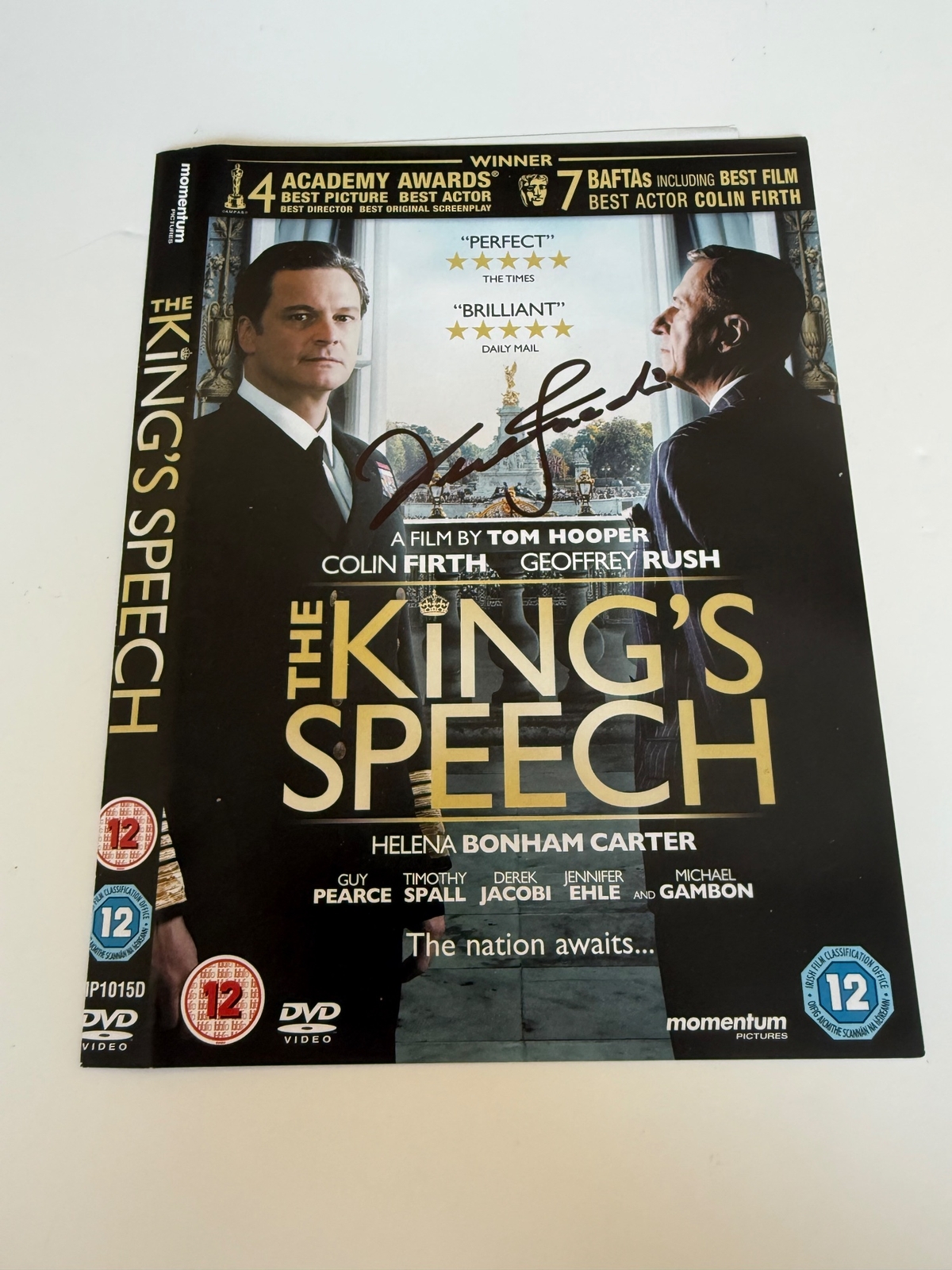 The King’s Speech DVD cover signed by Derek Jacobi. DVD sleeve only