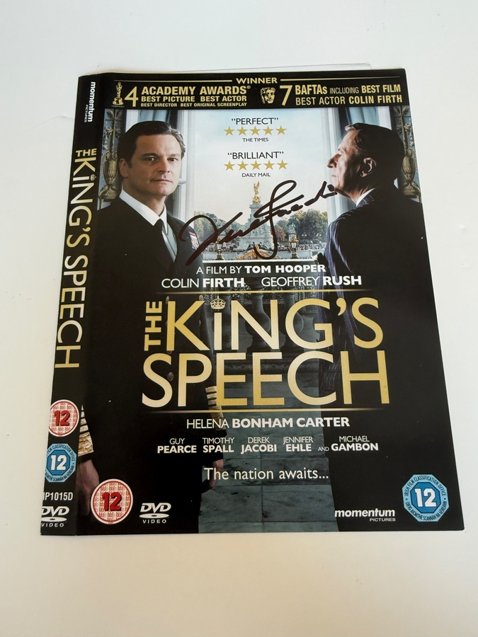 The King’s Speech DVD cover signed by Derek Jacobi. DVD sleeve only