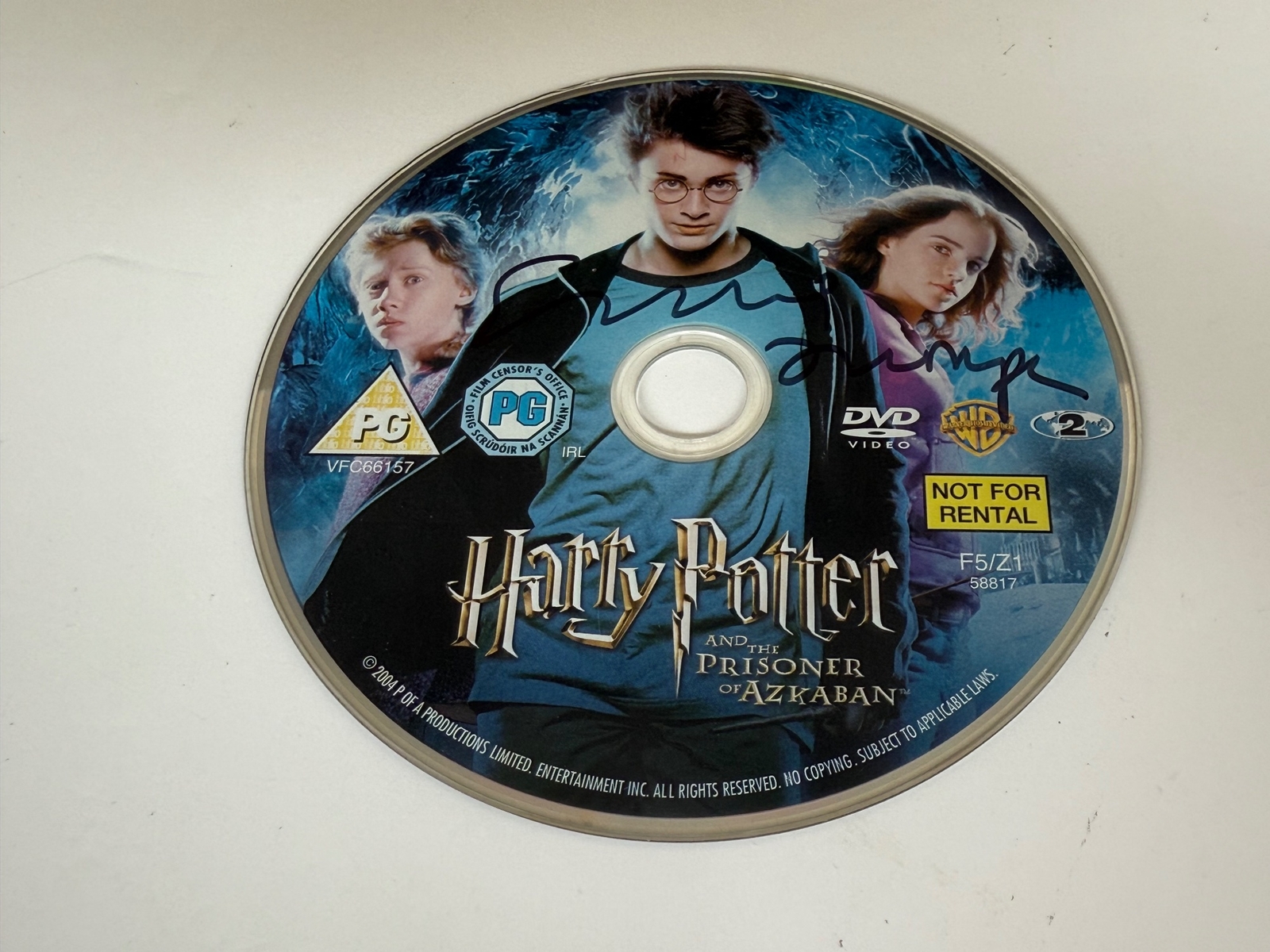 HARRY POTTER - THE PRISONER OF AZKABAN DVD DISC. SIGNED BY EMMA THOMPSON
