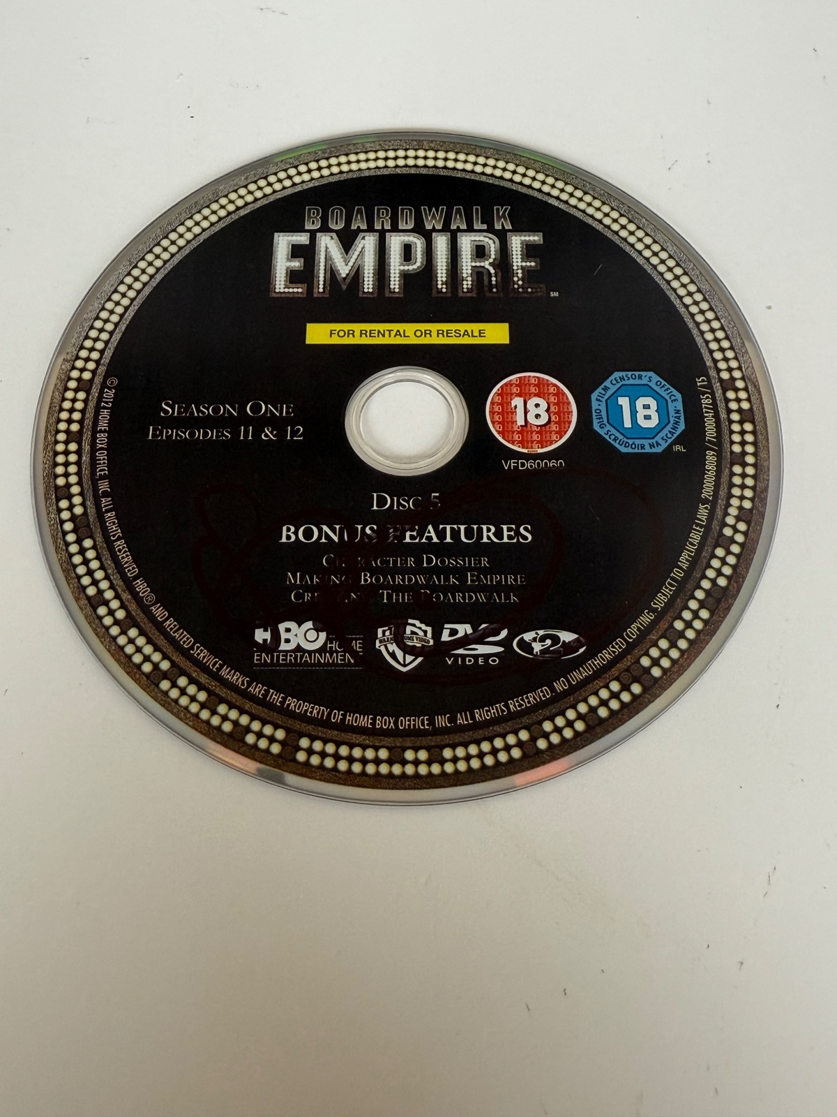 Boardwalk Empire DVD Disc signed by Stephen Graham. DVD disc only
