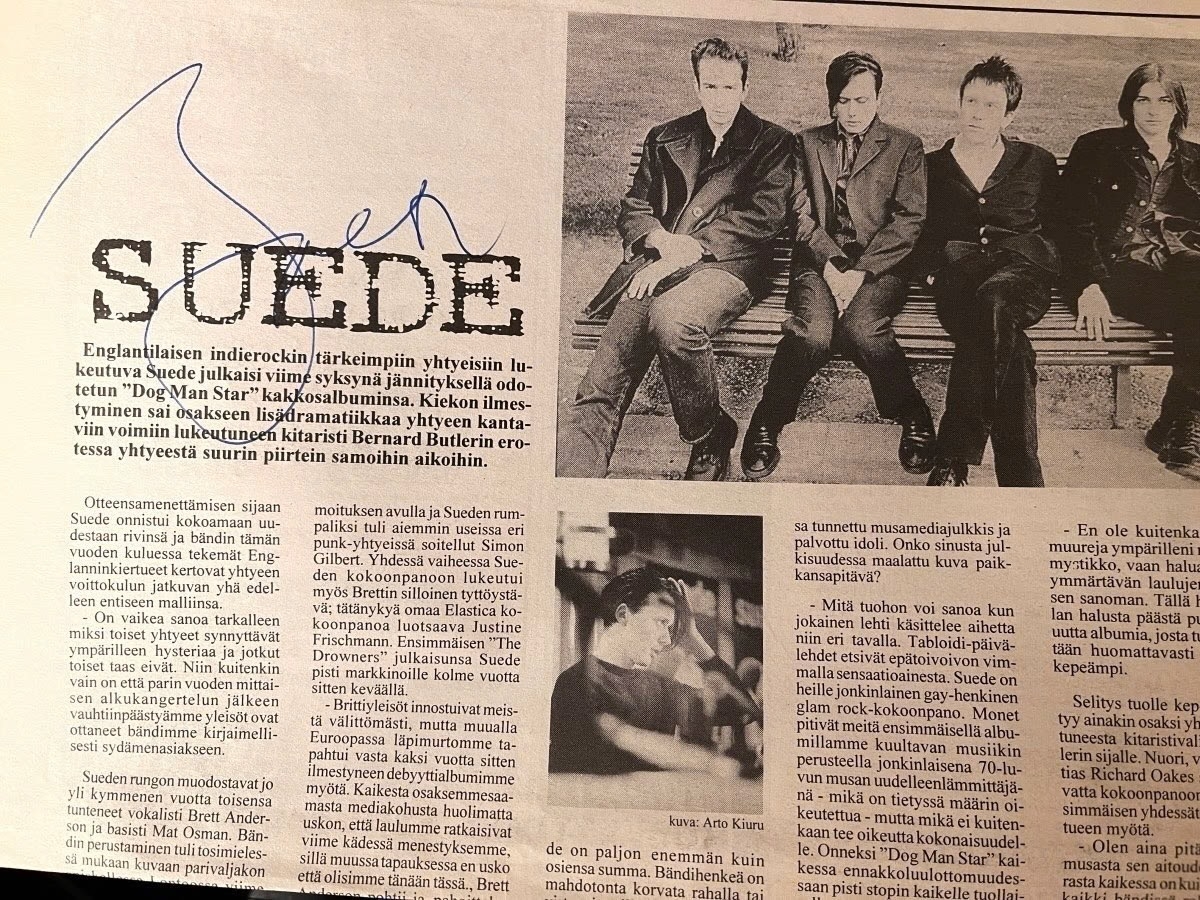 Brett Anderson / Suede signed cutting