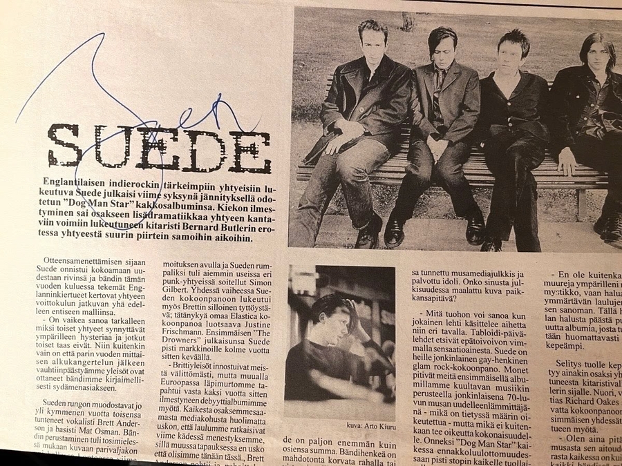 Brett Anderson / Suede signed cutting