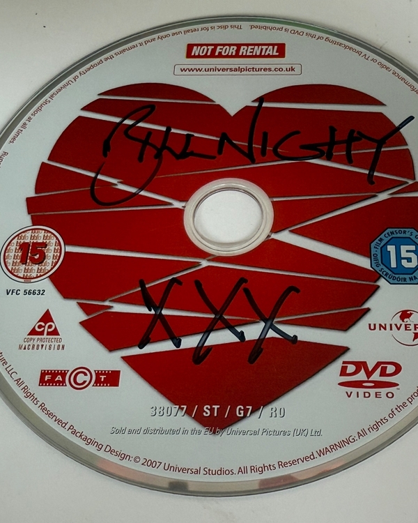 Love Actually DVD disc signed by Bill Nighy. DVD disc only