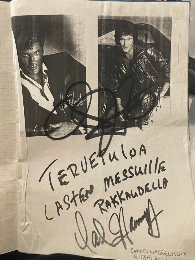David Hasselhoff signed paper