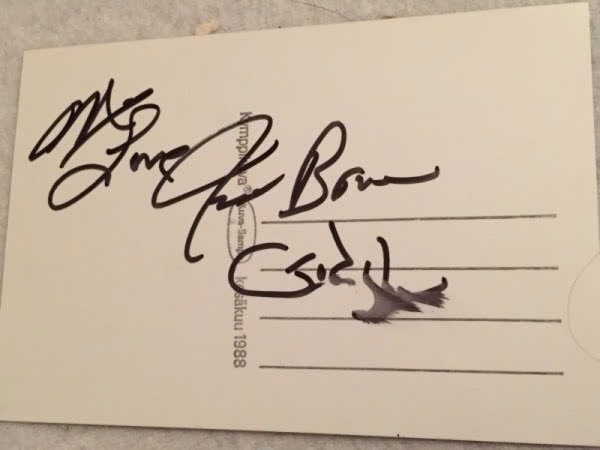 James Brown signed back of photo