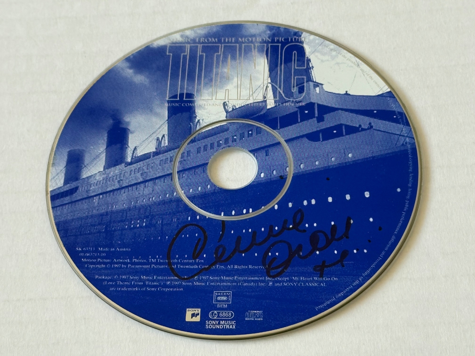 Celine Dion - Titanic CD signed by Celine Dion
