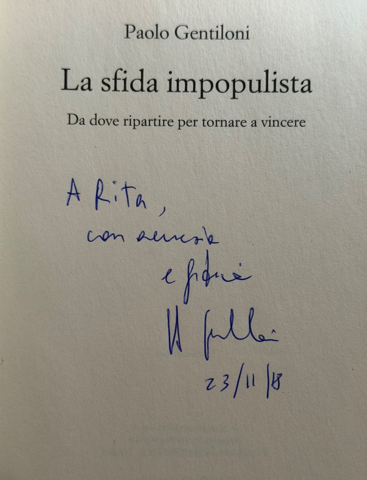 Paolo Gentiloni signed item