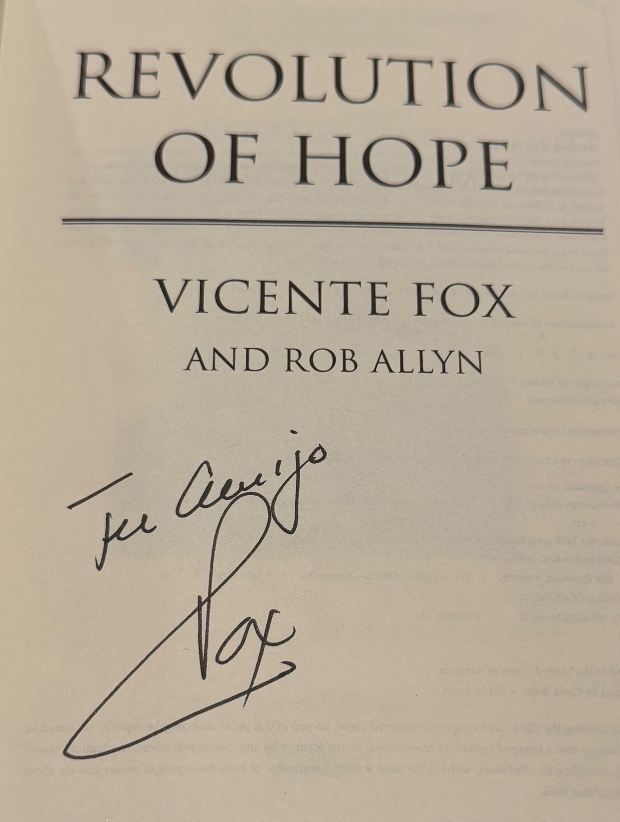 Vincente Fox Quesada signed item