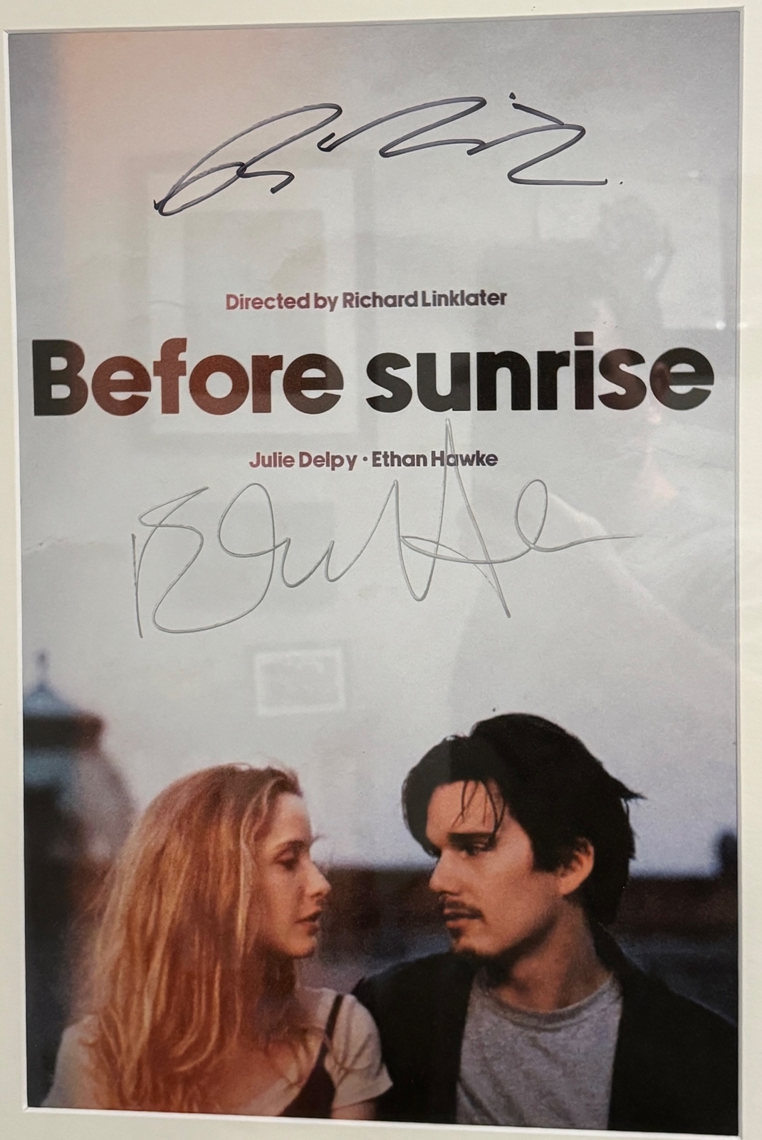 Ethan Hawke & Richard Linklater signed Before Sunrise Poster