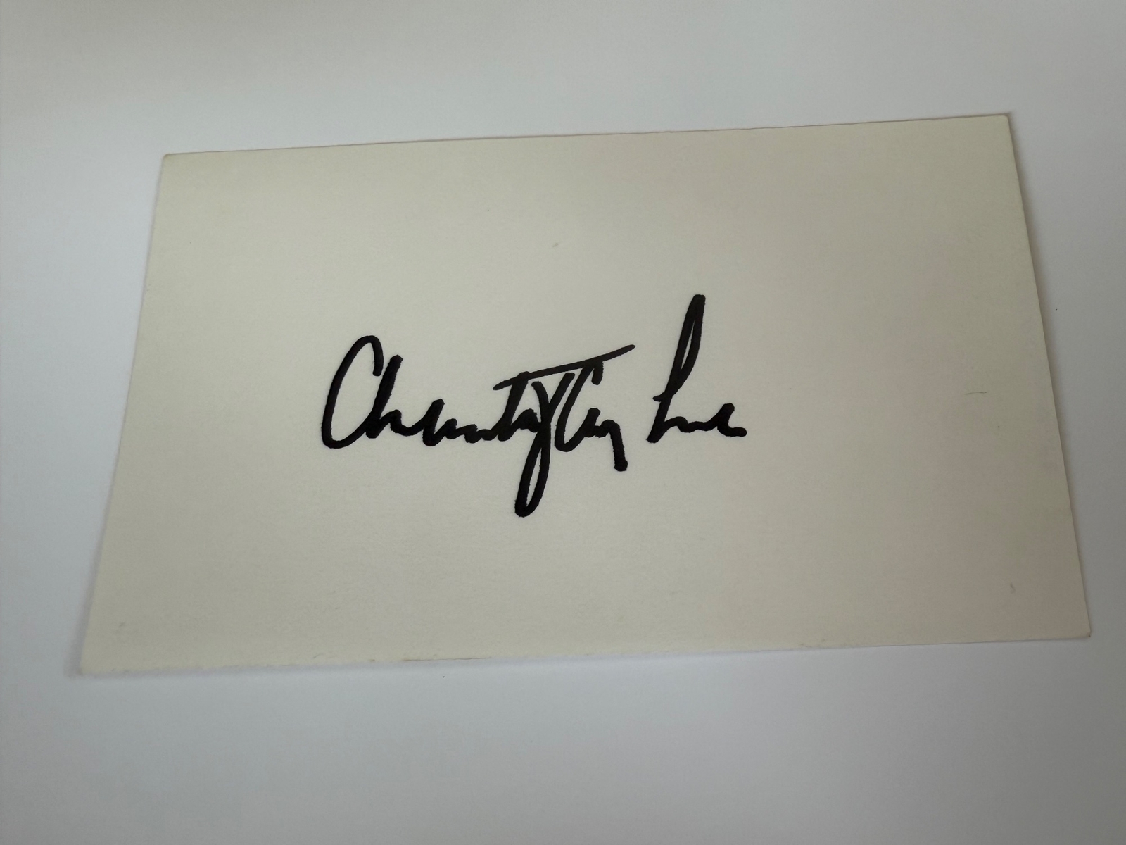 Christopher Lee signed signed card