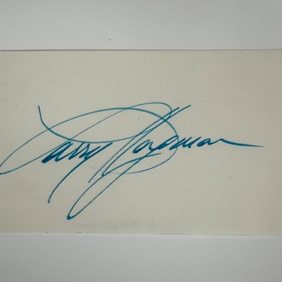 Larry Hagman signed card